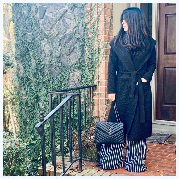 ✨LAST✨PARIS✨Chic Black Belted Boucle belted coat - Picture 7 of 8